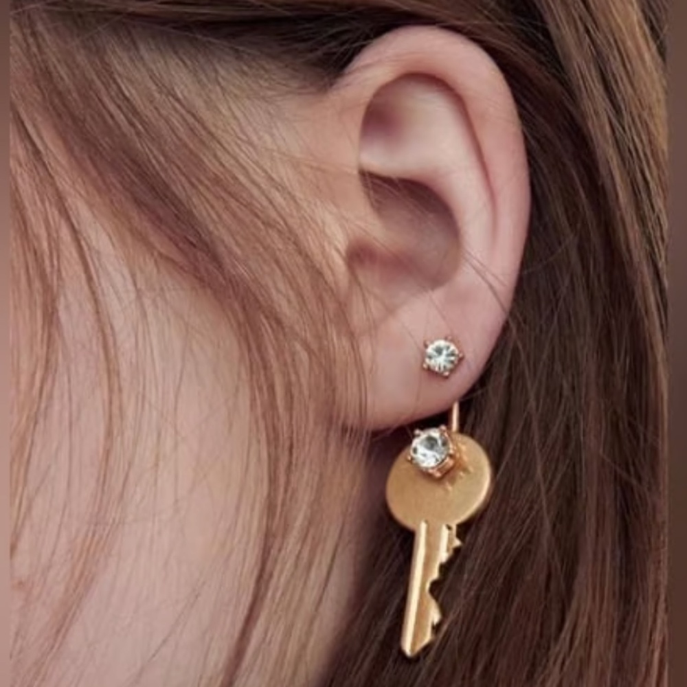 Zara golden jewel key earrings new without tags